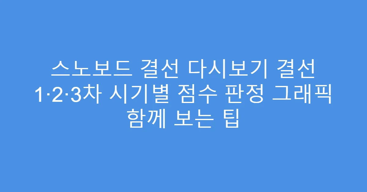 스노보드 결선 다시보기 결선 1·2·3차 시기별 점수 판정 그래픽 함께 보는 팁