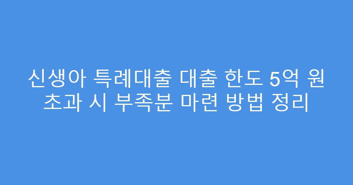 신생아 특례대출 대출 한도 5억 원 초과 시 부족분 마련 방법 정리