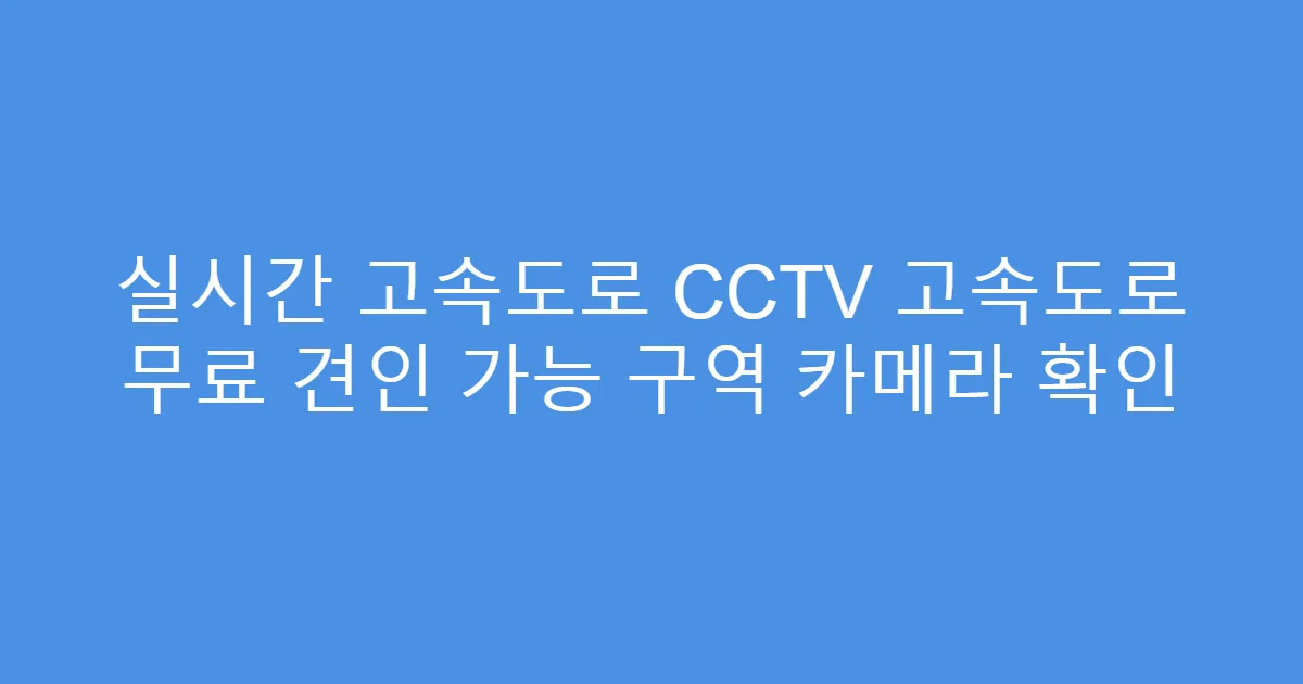 실시간 고속도로 CCTV 고속도로 무료 견인 가능 구역 카메라 확인
