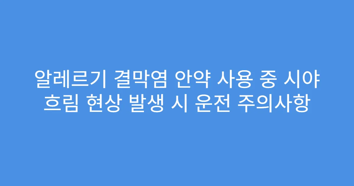 알레르기 결막염 안약 사용 중 시야 흐림 현상 발생 시 운전 주의사항