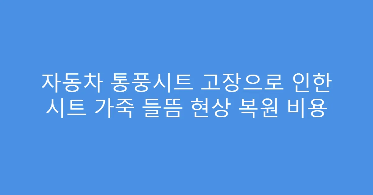 자동차 통풍시트 고장으로 인한 시트 가죽 들뜸 현상 복원 비용