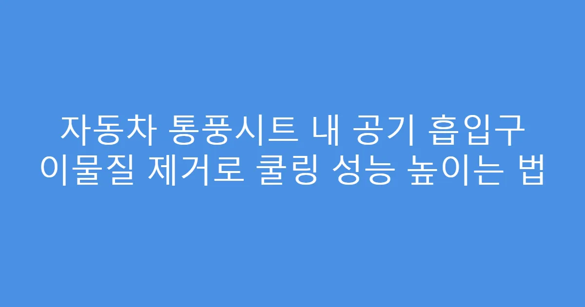 자동차 통풍시트 내 공기 흡입구 이물질 제거로 쿨링 성능 높이는 법
