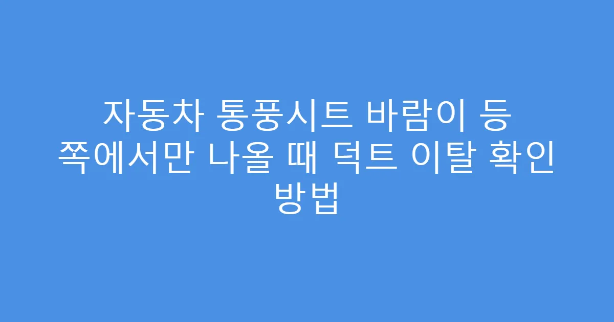 자동차 통풍시트 바람이 등 쪽에서만 나올 때 덕트 이탈 확인 방법