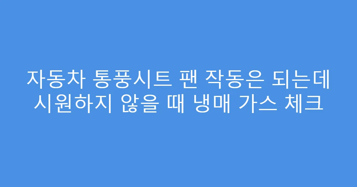 자동차 통풍시트 팬 작동은 되는데 시원하지 않을 때 냉매 가스 체크