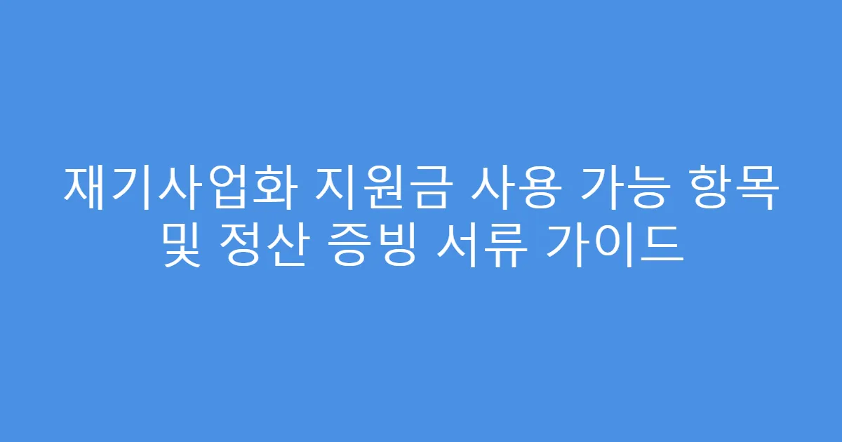 재기사업화 지원금 사용 가능 항목 및 정산 증빙 서류 가이드