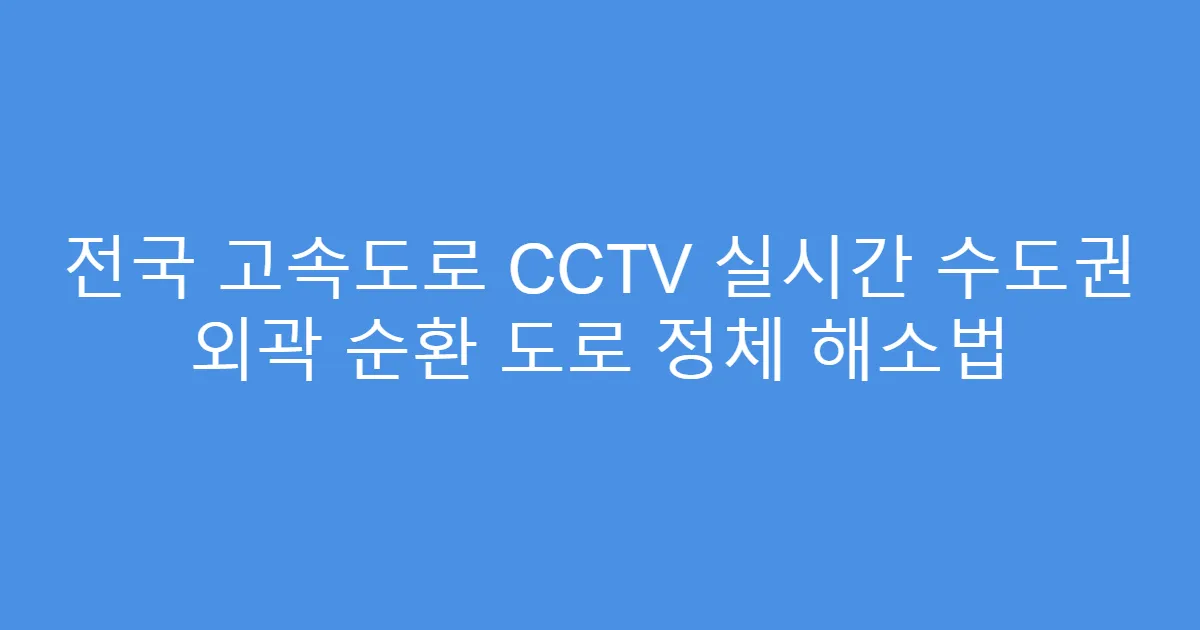 전국 고속도로 CCTV 실시간 수도권 외곽 순환 도로 정체 해소법