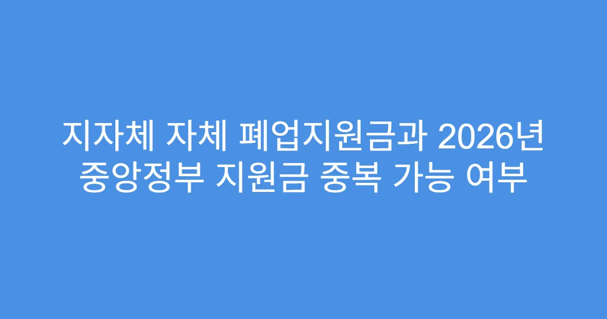 지자체 자체 폐업지원금과 2026년 중앙정부 지원금 중복 가능 여부