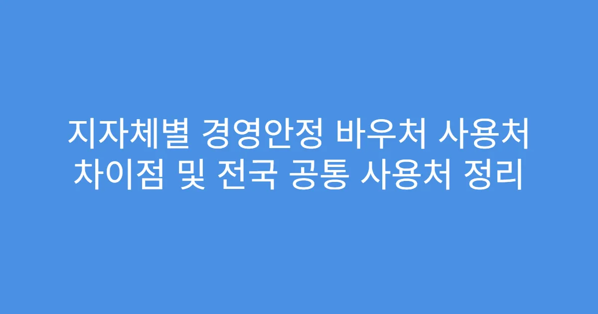 지자체별 경영안정 바우처 사용처 차이점 및 전국 공통 사용처 정리