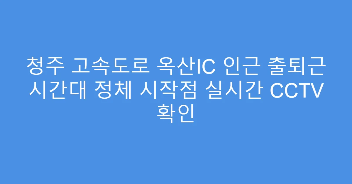 청주 고속도로 옥산IC 인근 출퇴근 시간대 정체 시작점 실시간 CCTV 확인