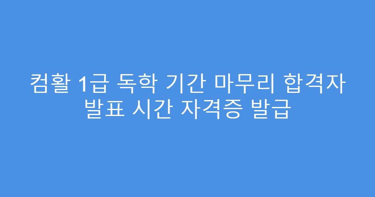 컴활 1급 독학 기간 마무리 합격자 발표 시간 자격증 발급