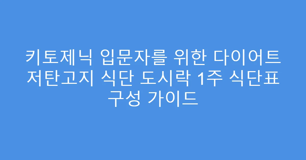 키토제닉 입문자를 위한 다이어트 저탄고지 식단 도시락 1주 식단표 구성 가이드