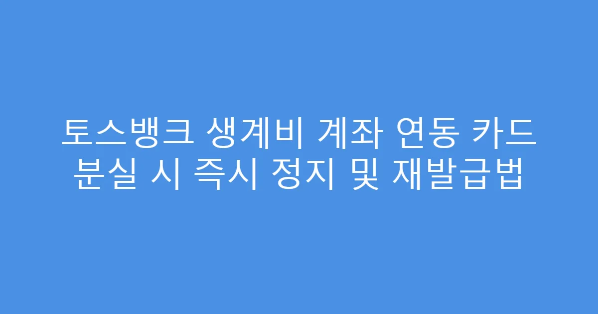토스뱅크 생계비 계좌 연동 카드 분실 시 즉시 정지 및 재발급법