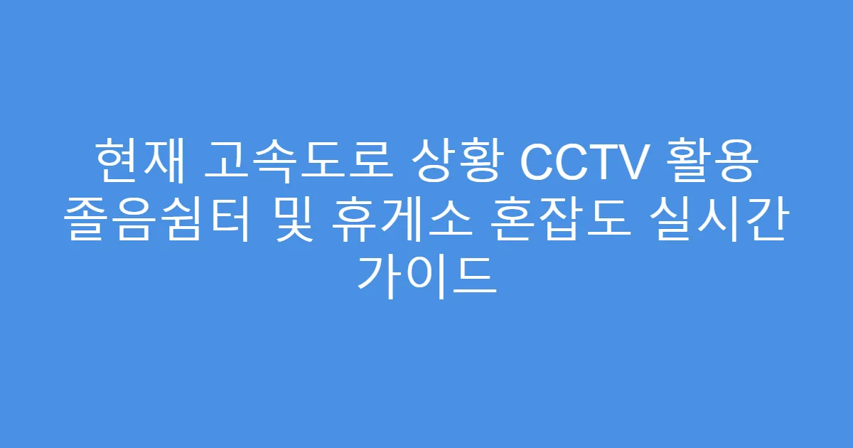 현재 고속도로 상황 CCTV 활용 졸음쉼터 및 휴게소 혼잡도 실시간 가이드