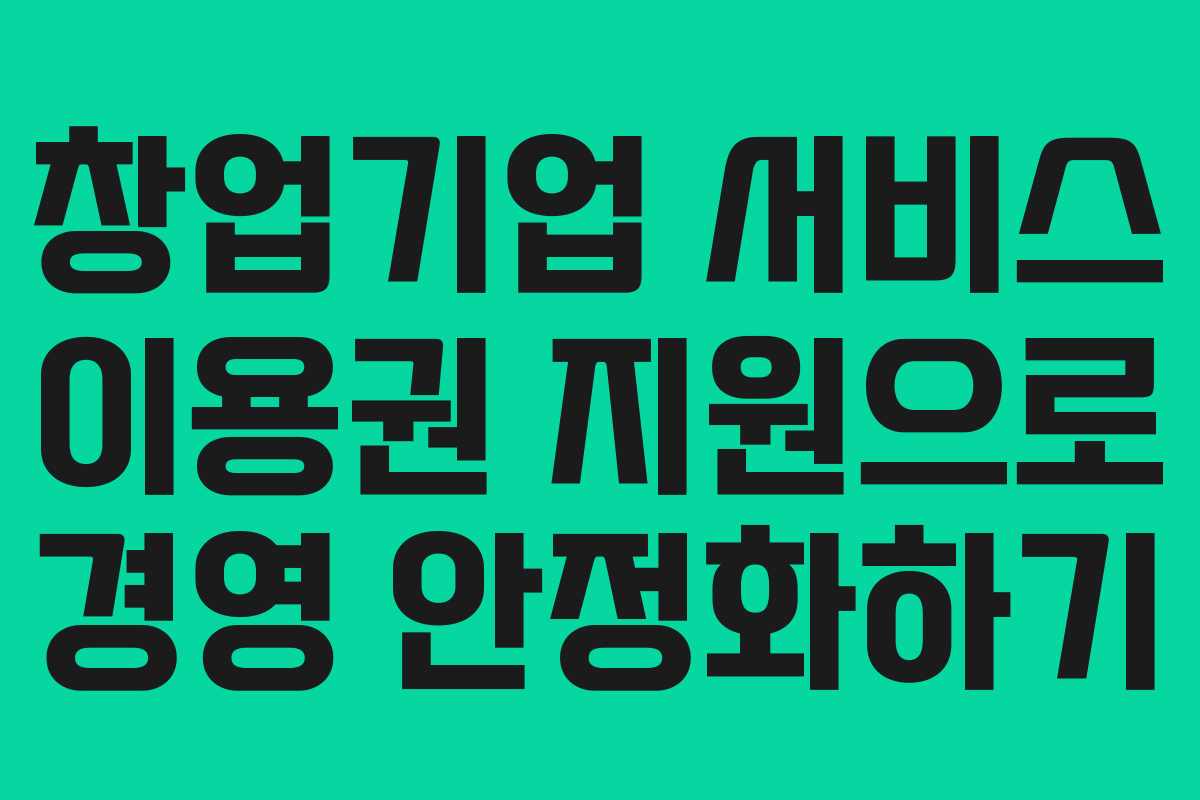 창업기업 서비스 이용권 지원으로 경영 안정화하기