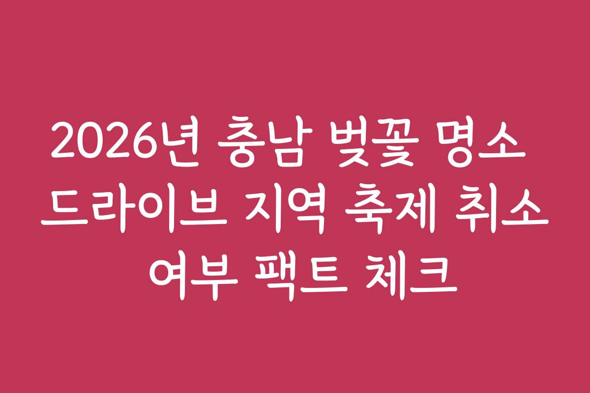 2026년 충남 벚꽃 명소 드라이브 지역 축제 취소 여부 팩트 체크