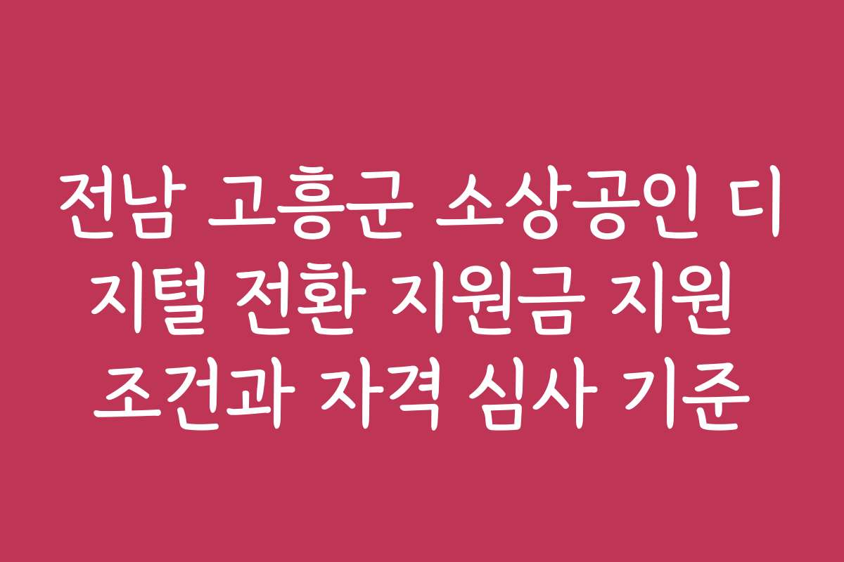 전남 고흥군 소상공인 디지털 전환 지원금 지원 조건과 자격 심사 기준