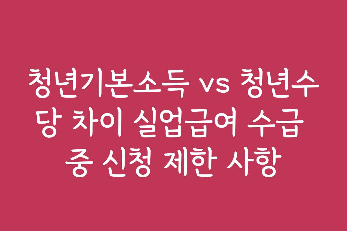 청년기본소득 vs 청년수당 차이 실업급여 수급 중 신청 제한 사항