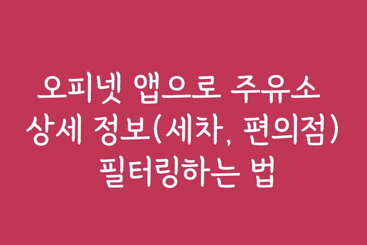 오피넷 앱으로 주유소 상세 정보(세차, 편의점) 필터링하는 법