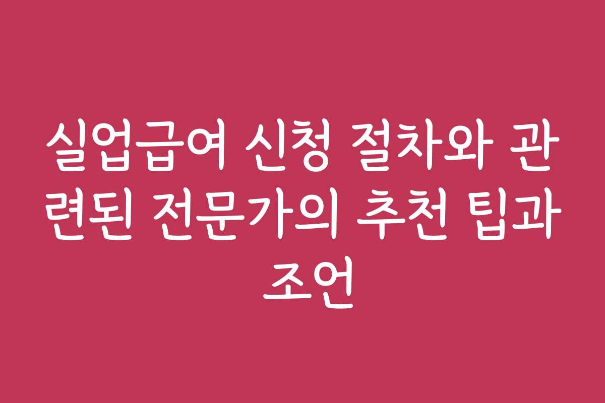 실업급여 신청 절차와 관련된 전문가의 추천 팁과 조언