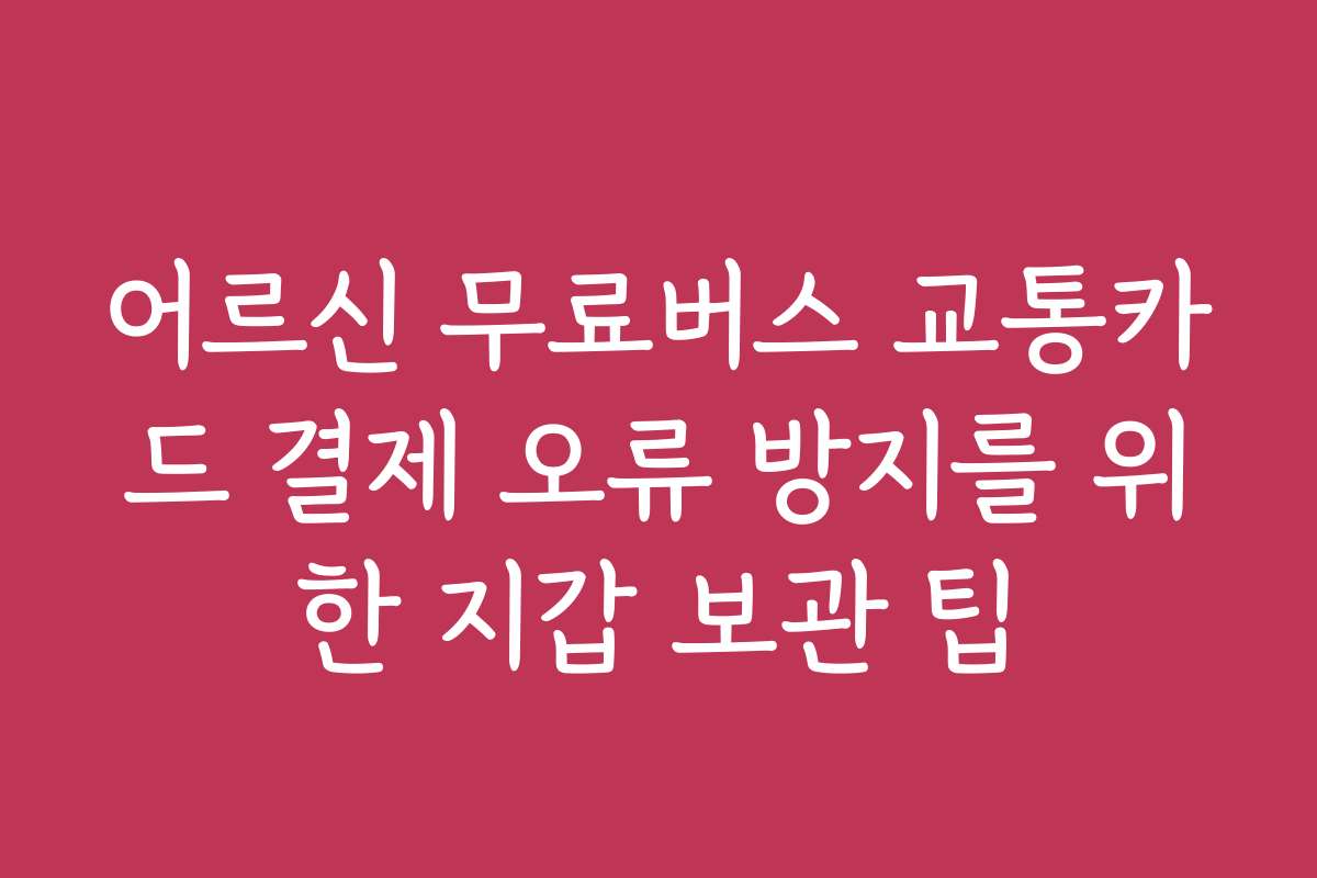 어르신 무료버스 교통카드 결제 오류 방지를 위한 지갑 보관 팁