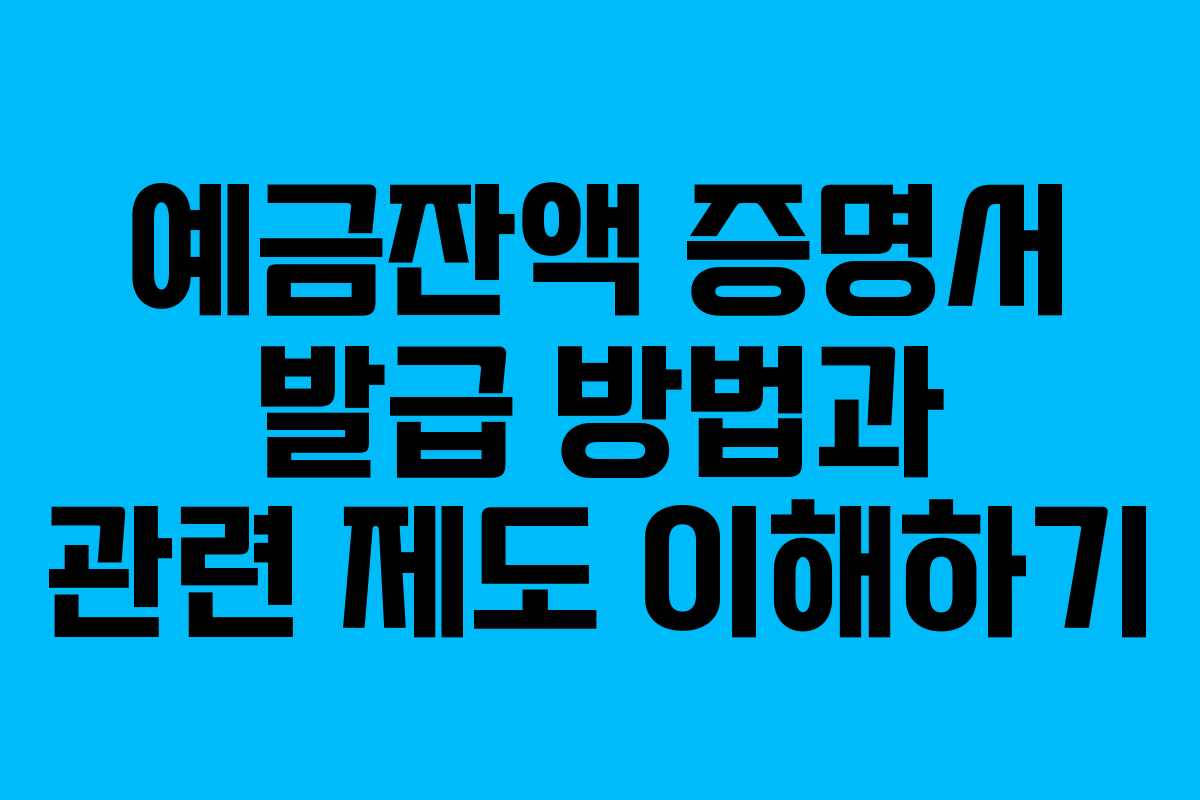 예금잔액 증명서 발급 방법과 관련 제도 이해하기