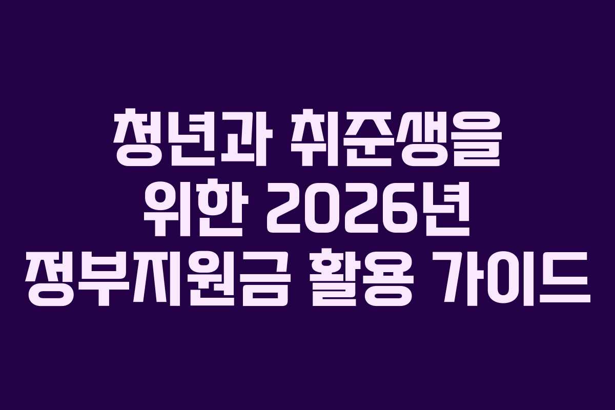 청년과 취준생을 위한 2026년 정부지원금 활용 가이드