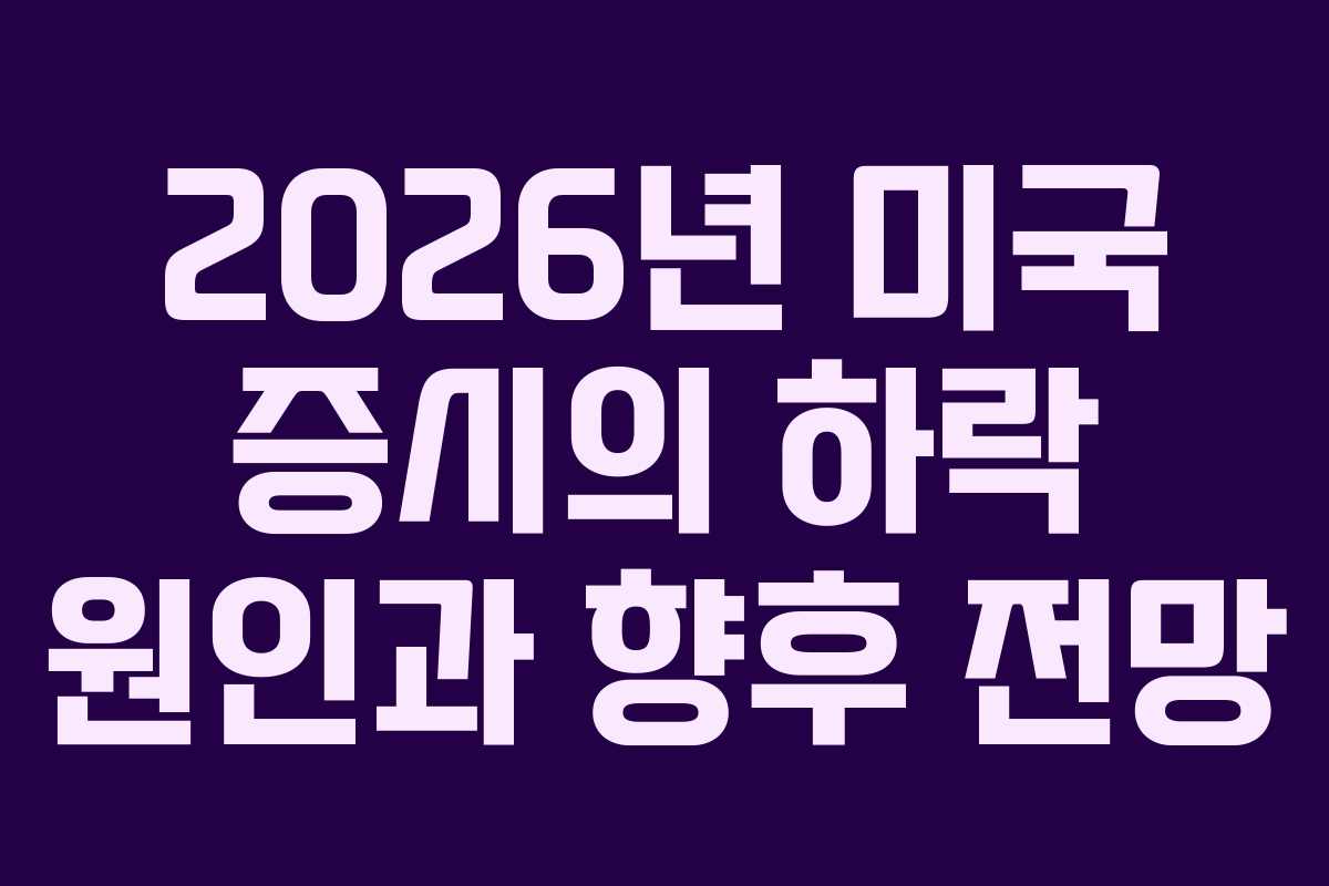 2026년 미국 증시의 하락 원인과 향후 전망