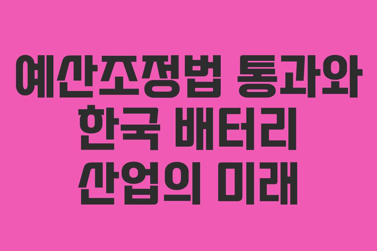 예산조정법 통과와 한국 배터리 산업의 미래