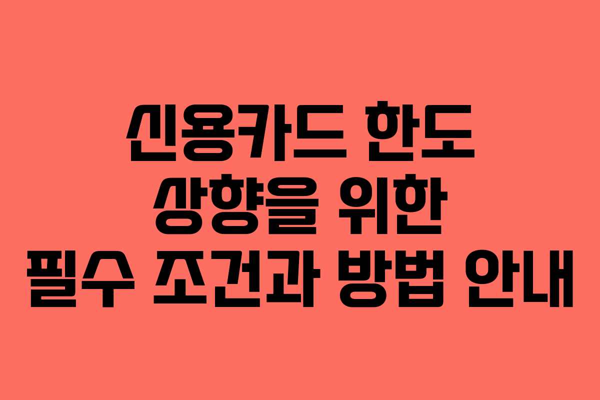 신용카드 한도 상향을 위한 필수 조건과 방법 안내
