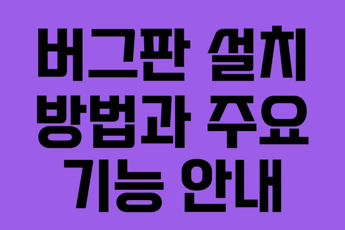 버그판 설치 방법과 주요 기능 안내