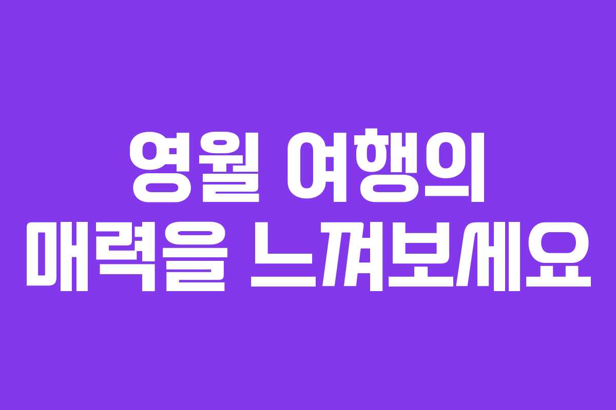 영월 여행의 매력을 느껴보세요