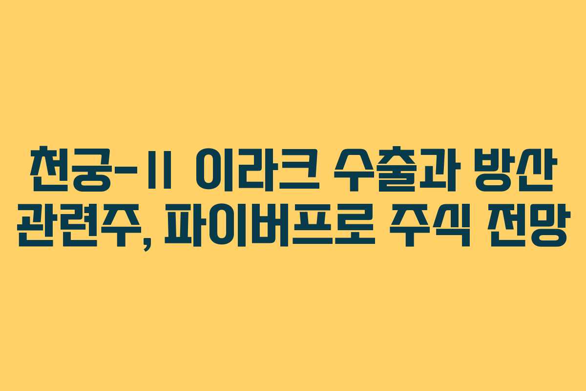 천궁-Ⅱ 이라크 수출과 방산 관련주, 파이버프로 주식 전망