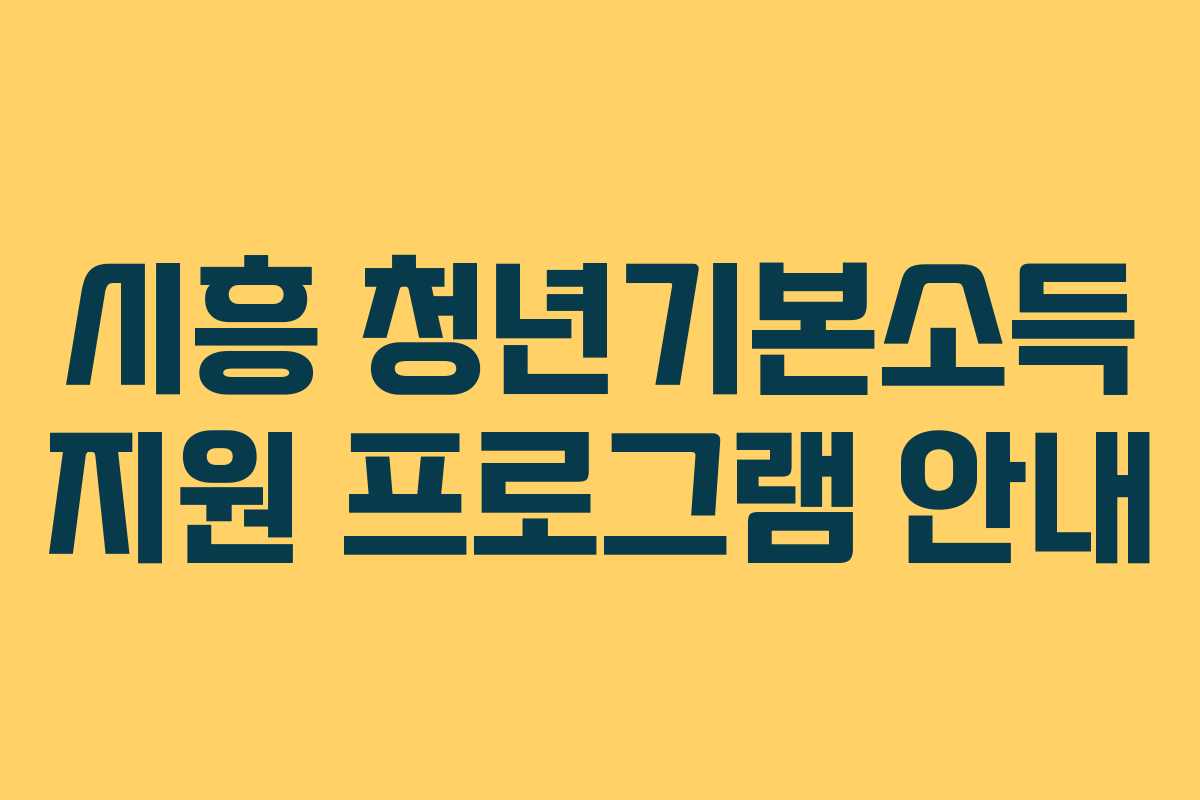 시흥 청년기본소득 지원 프로그램 안내