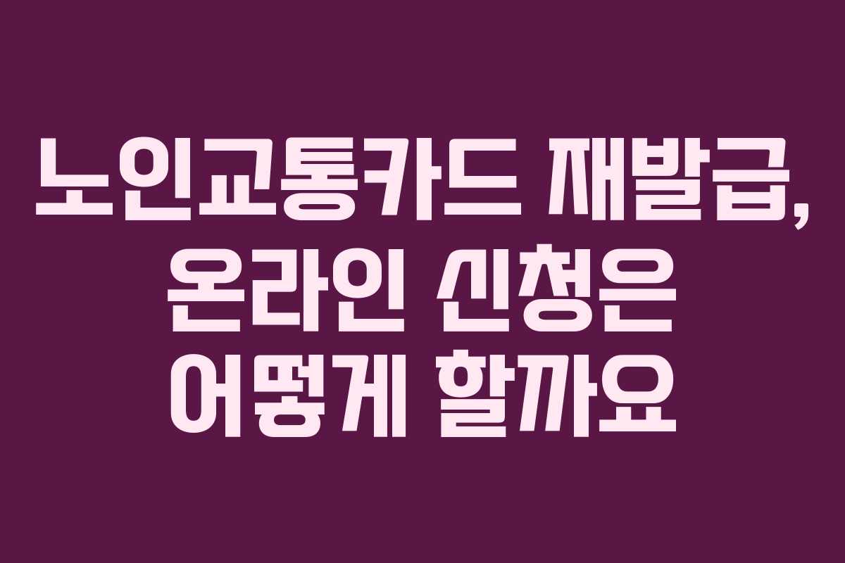노인교통카드 재발급, 온라인 신청은 어떻게 할까요
