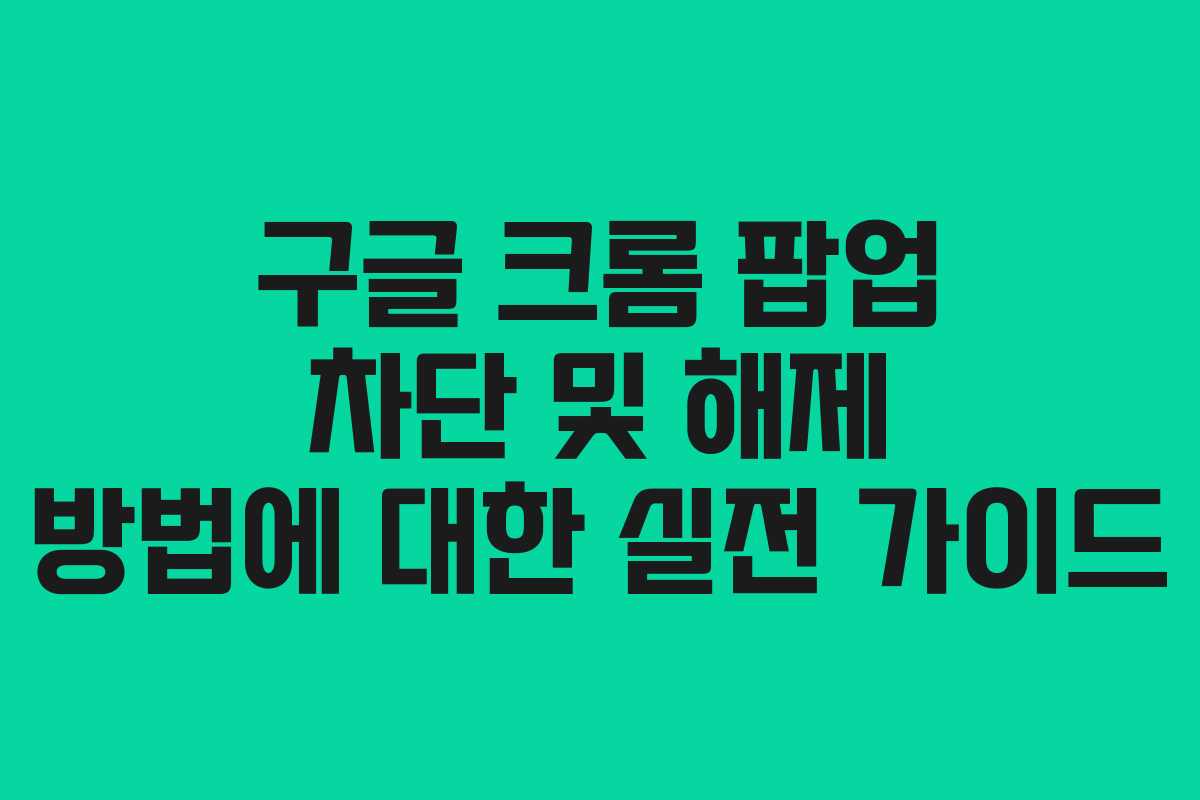 구글 크롬 팝업 차단 및 해제 방법에 대한 실전 가이드