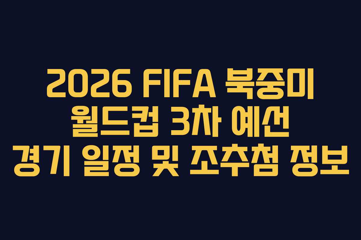 2026 FIFA 북중미 월드컵 3차 예선 경기 일정 및 조추첨 정보