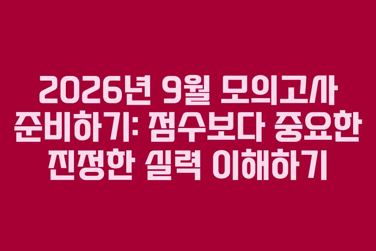 2026년 9월 모의고사 준비하기: 점수보다 중요한 진정한 실력 이해하기