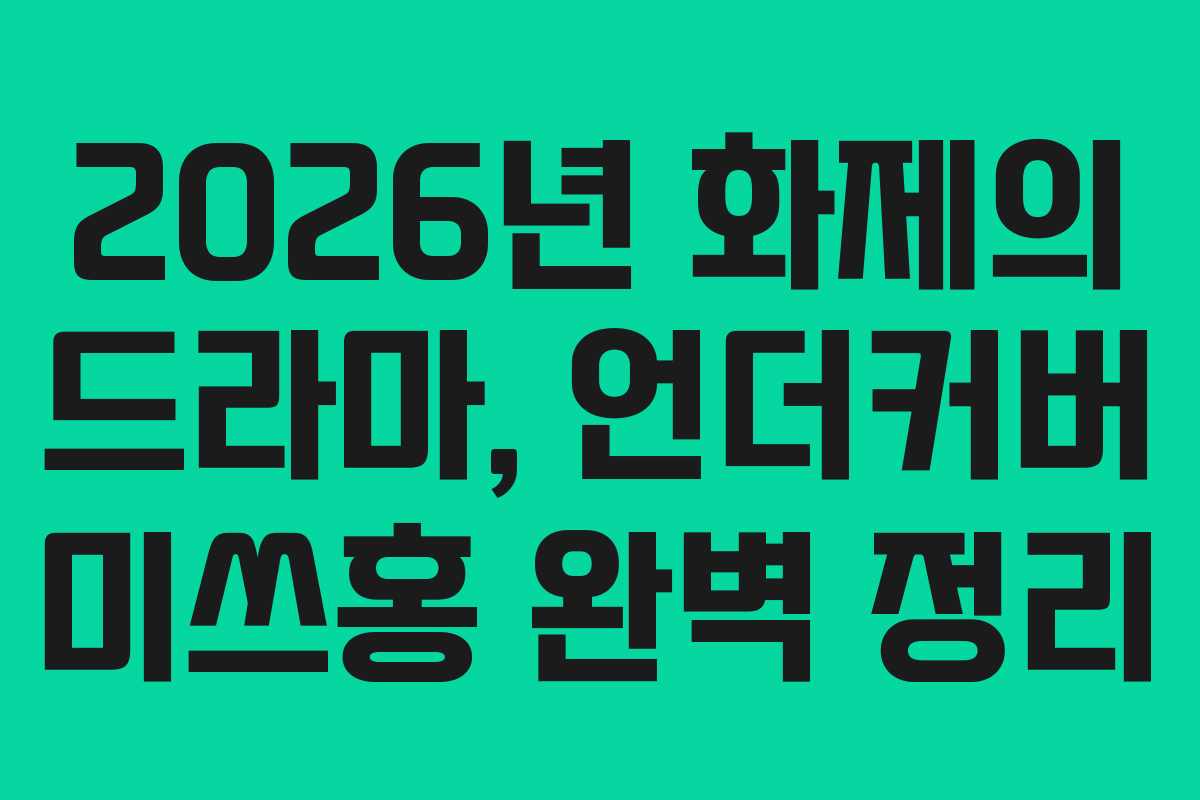 2026년 화제의 드라마, 언더커버 미쓰홍 완벽 정리