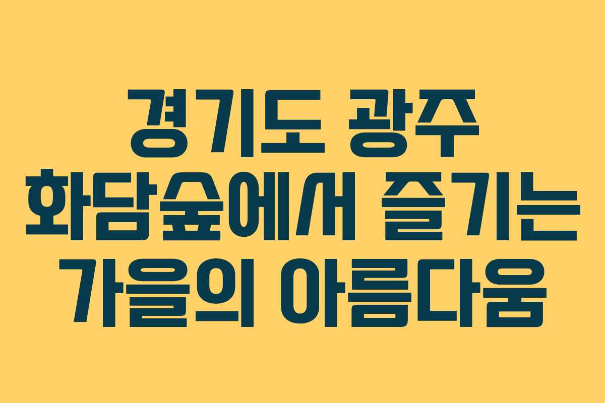 경기도 광주 화담숲에서 즐기는 가을의 아름다움