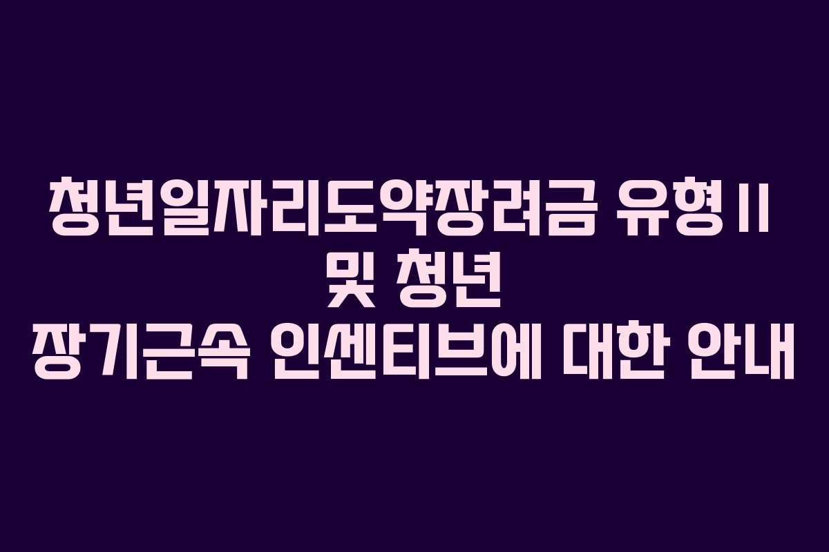청년일자리도약장려금 유형Ⅱ 및 청년 장기근속 인센티브에 대한 안내