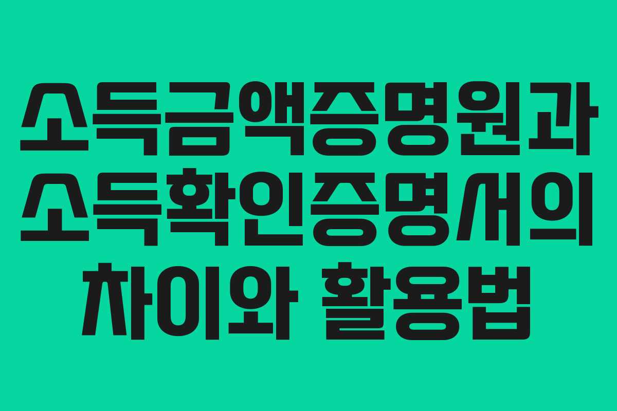 소득금액증명원과 소득확인증명서의 차이와 활용법