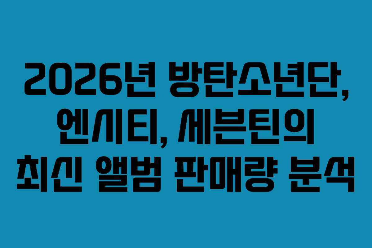 2026년 방탄소년단, 엔시티, 세븐틴의 최신 앨범 판매량 분석
