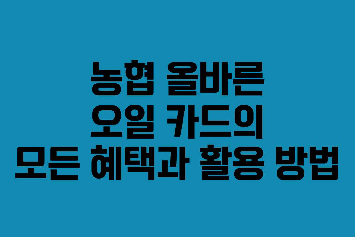 농협 올바른 오일 카드의 모든 혜택과 활용 방법