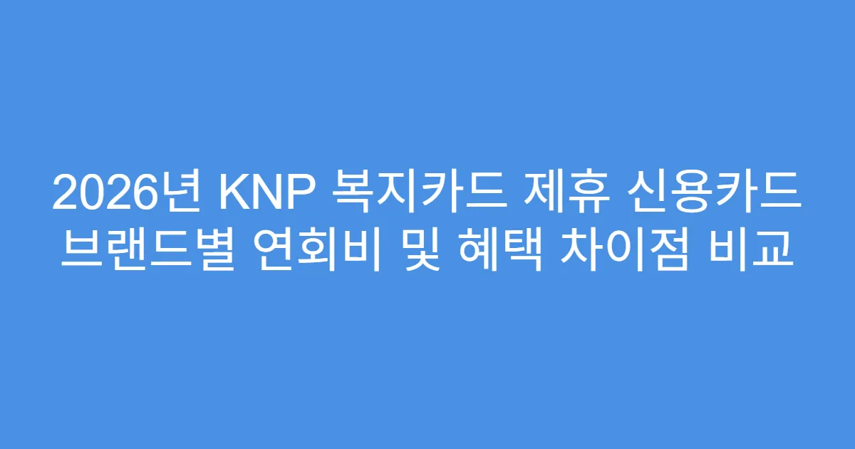 2026년 KNP 복지카드 제휴 신용카드 브랜드별 연회비 및 혜택 차이점 비교