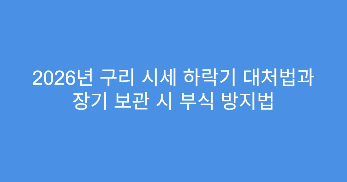 2026년 구리 시세 하락기 대처법과 장기 보관 시 부식 방지법