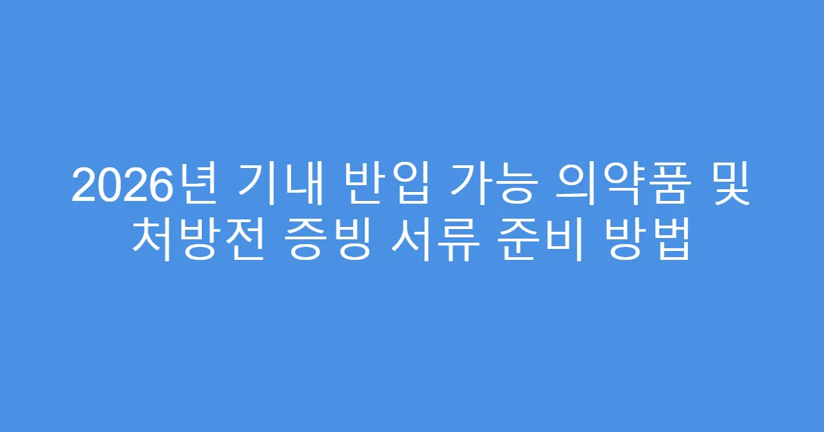 2026년 기내 반입 가능 의약품 및 처방전 증빙 서류 준비 방법