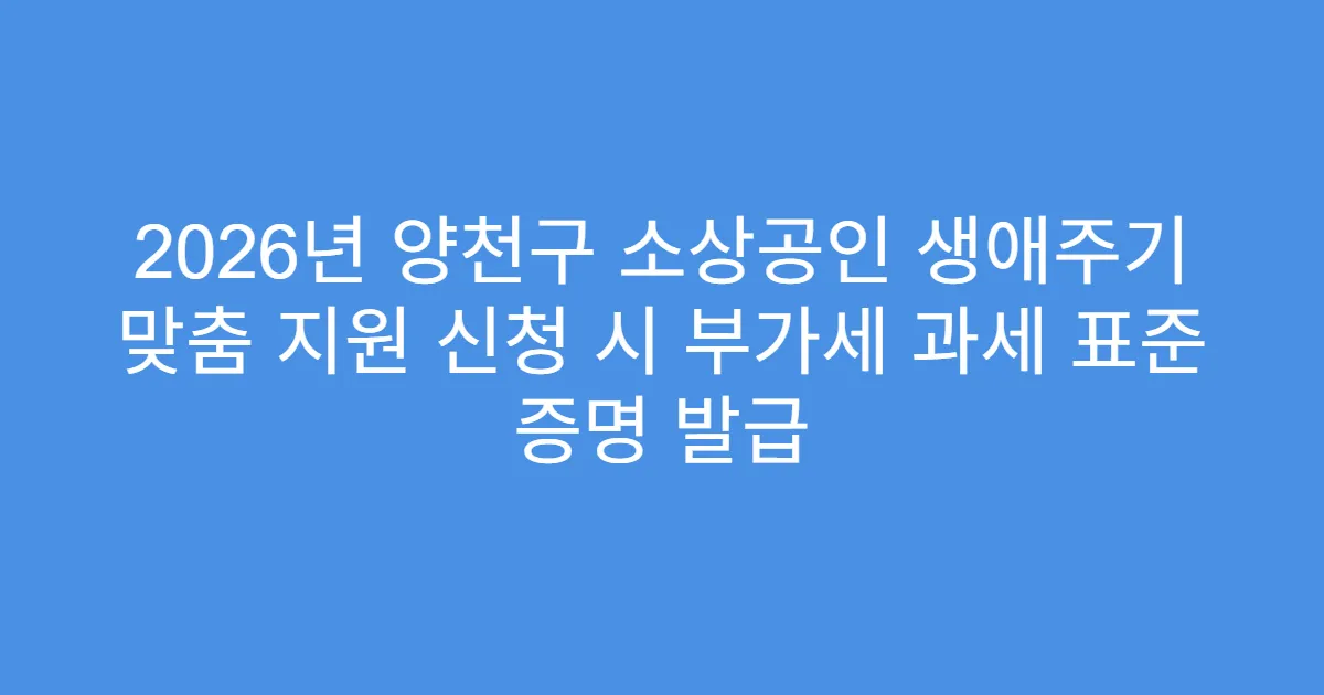 2026년 양천구 소상공인 생애주기 맞춤 지원 신청 시 부가세 과세 표준 증명 발급