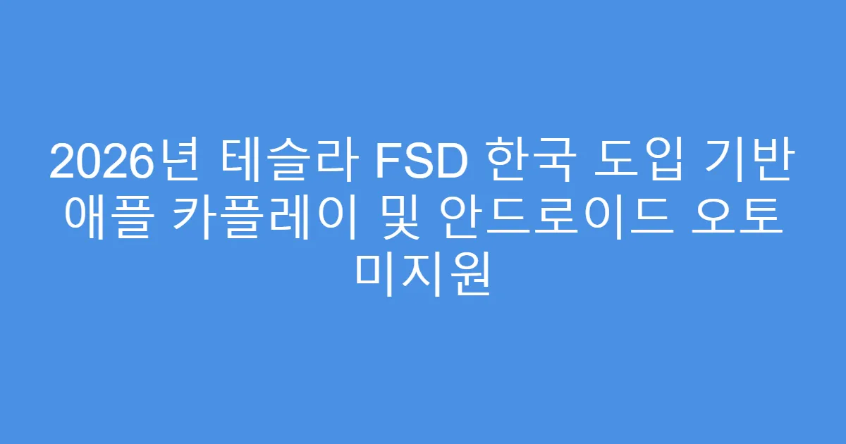 2026년 테슬라 FSD 한국 도입 기반 애플 카플레이 및 안드로이드 오토 미지원
