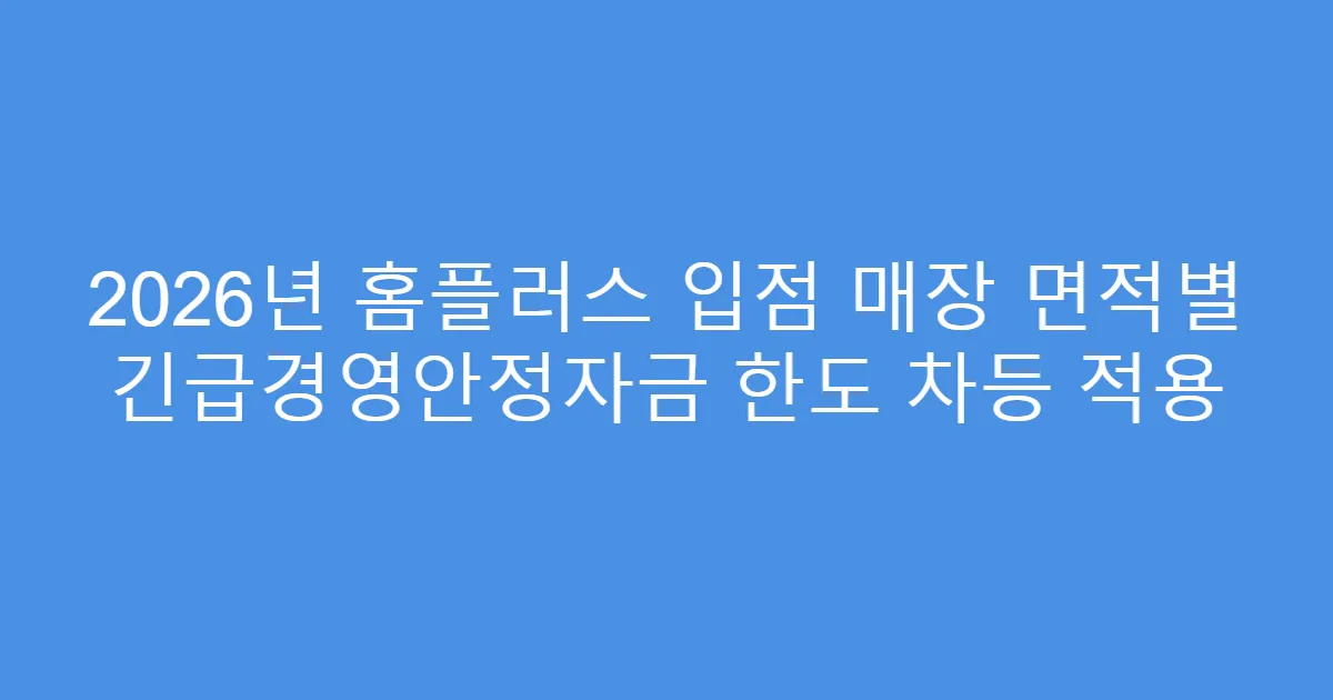 2026년 홈플러스 입점 매장 면적별 긴급경영안정자금 한도 차등 적용