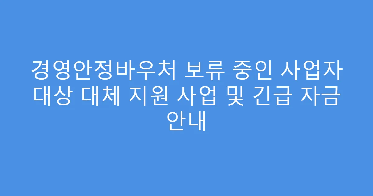 경영안정바우처 보류 중인 사업자 대상 대체 지원 사업 및 긴급 자금 안내